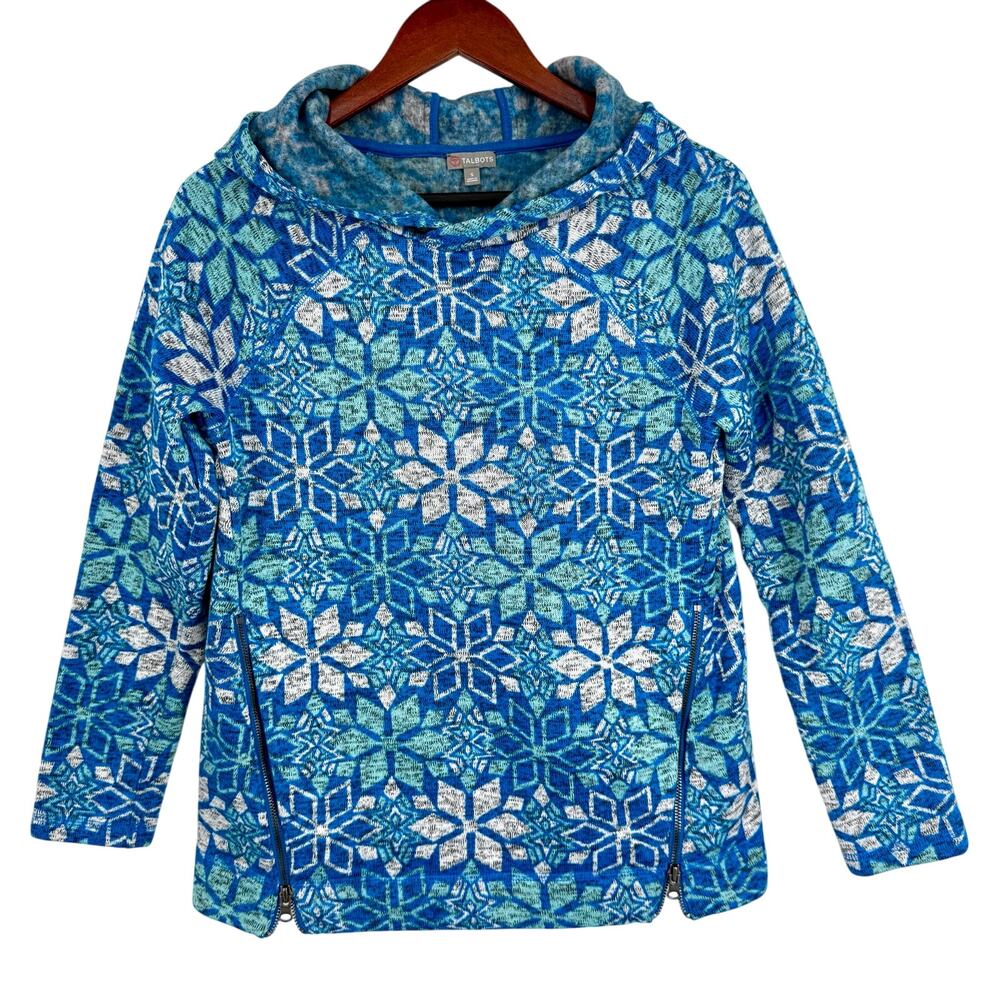 T by Talbots Small Fleece Winter Cozy Hoodie Pullover Blouse Shirt Top Christmas